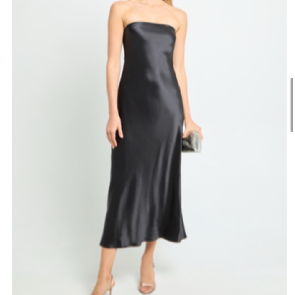 NWOT 100% Silk Maxi Black Dress